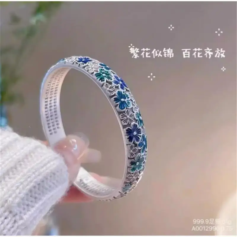 

9999 Bracelet And Blessing Traditional Elderly Silver Bangle Mom