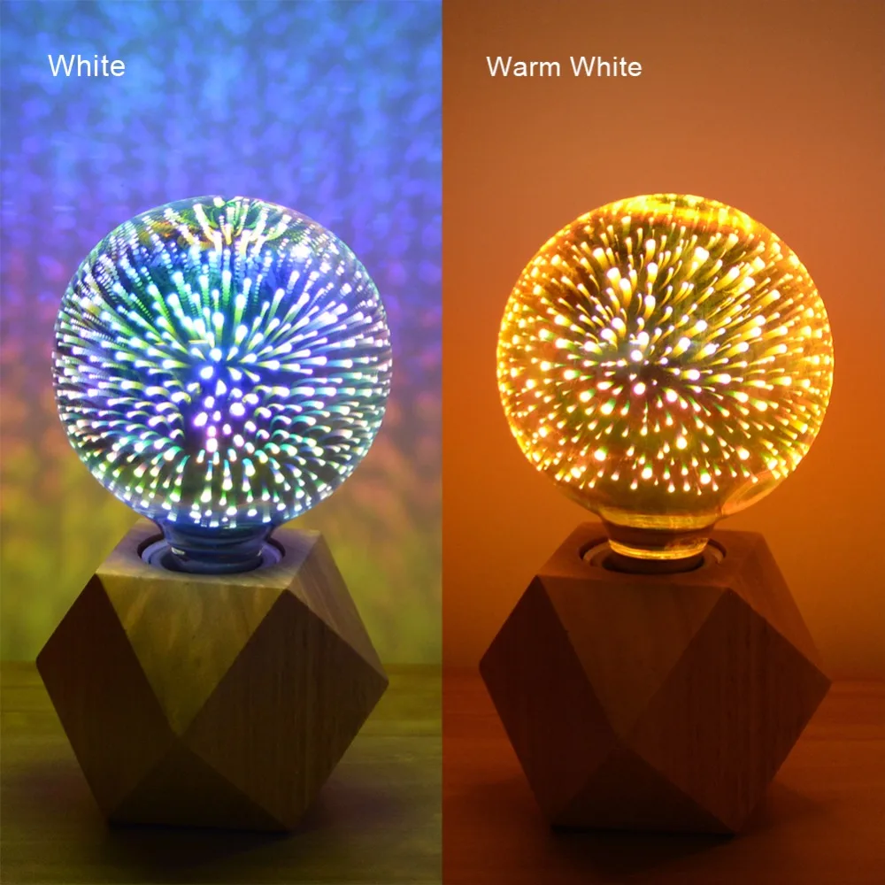 LED Incandescent Bulbs 3D Fireworks Effect Vintage Lamp E27 AC85V-265V Holiday Christmas Decor Light Bulb A60 ST64 G80 G95 G125