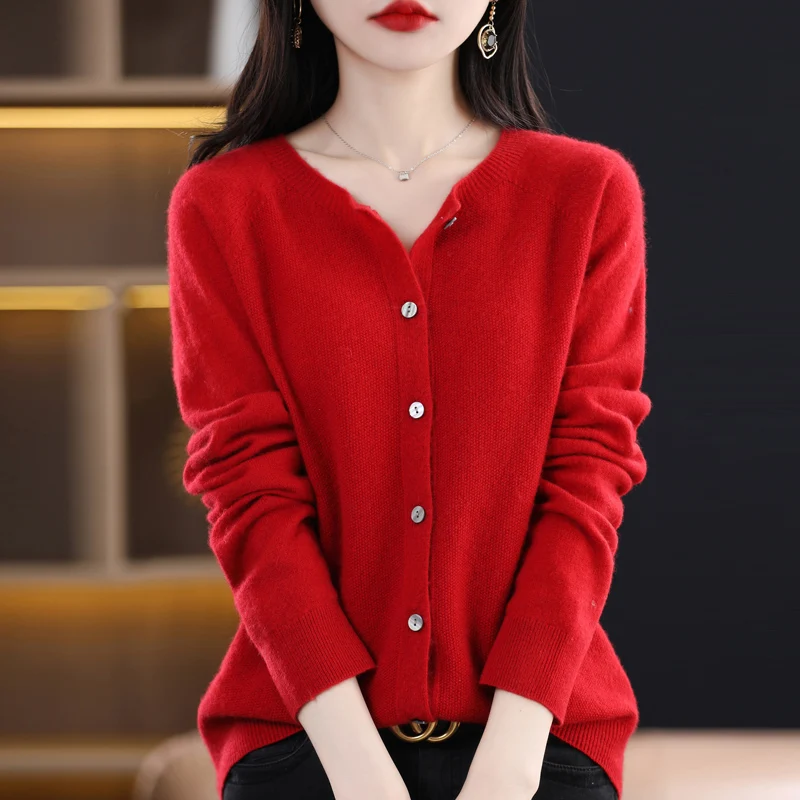 Woolen Sweater Women's Cardigan 2023 Spring  Summer New Fashion Loose Korean Version Foreign Style Round Neck Short Sweater Coat