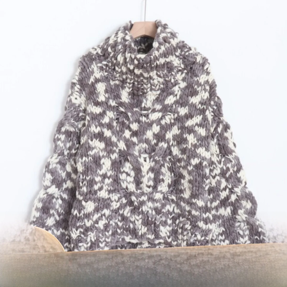 

Warm Wool Blend High Neck Sweater Casual Comfortable Knitwear Thickened Autumn Winter Women's Long Sleeve Cardigan