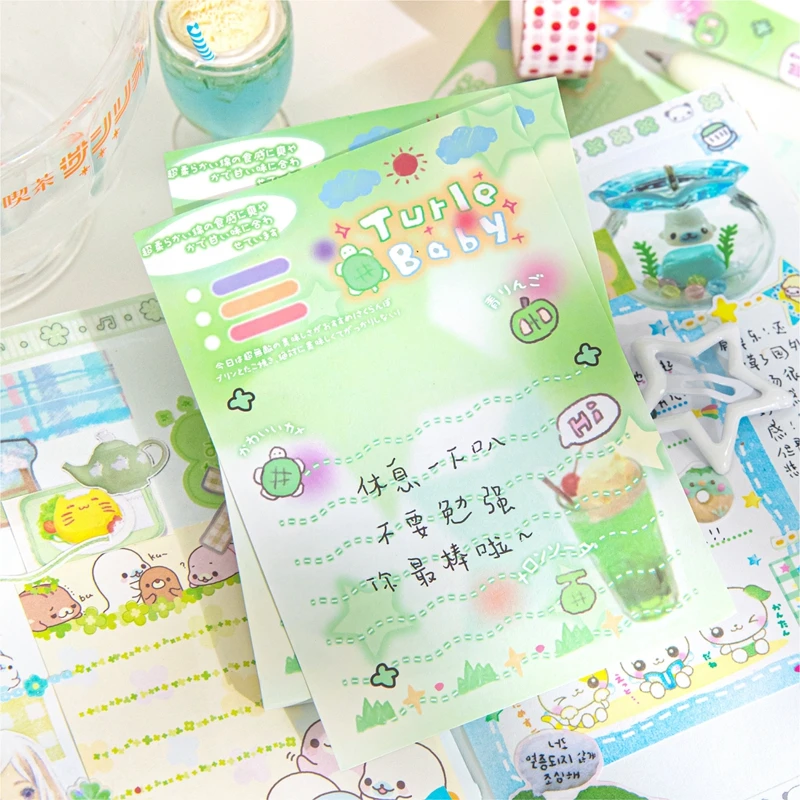 50 Sheets Cute Japanese Retro Memo Pads Kawaii Message Paper Journal DIY Base Material Non Sticky Notes School Stationery