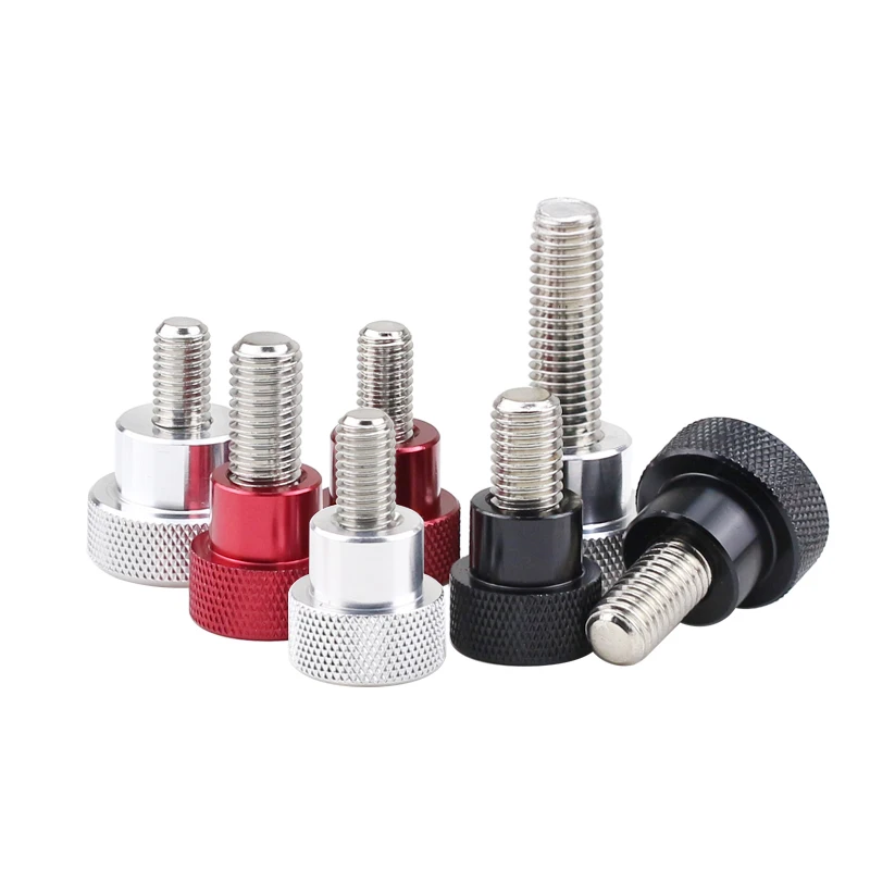 M8-M10 Red Stainless Steel Hand Screw With Aluminum Alloy Handle High Head Knurled Hand Tighten Thumb Screws Thread 1~8PCS