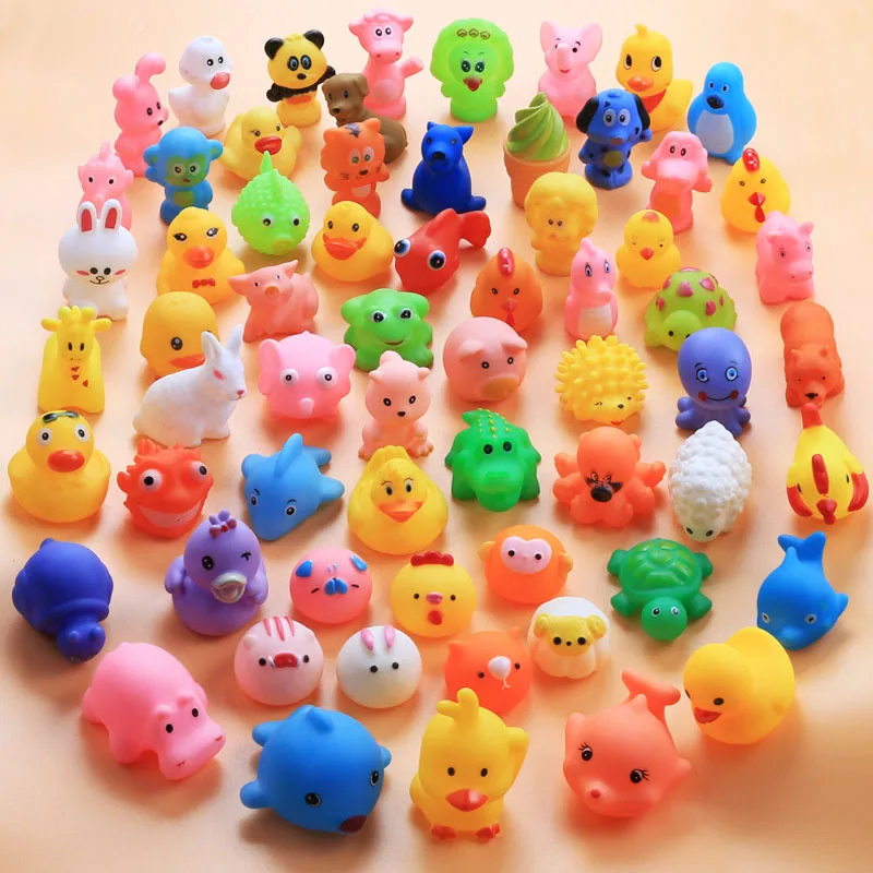 

5pcs Baby Bath Toys Soft Rubber Float Squeeze Sound Swimming Water Play Toys Cute Duck Kids Pool Toys For Boys Girls Funny Gift