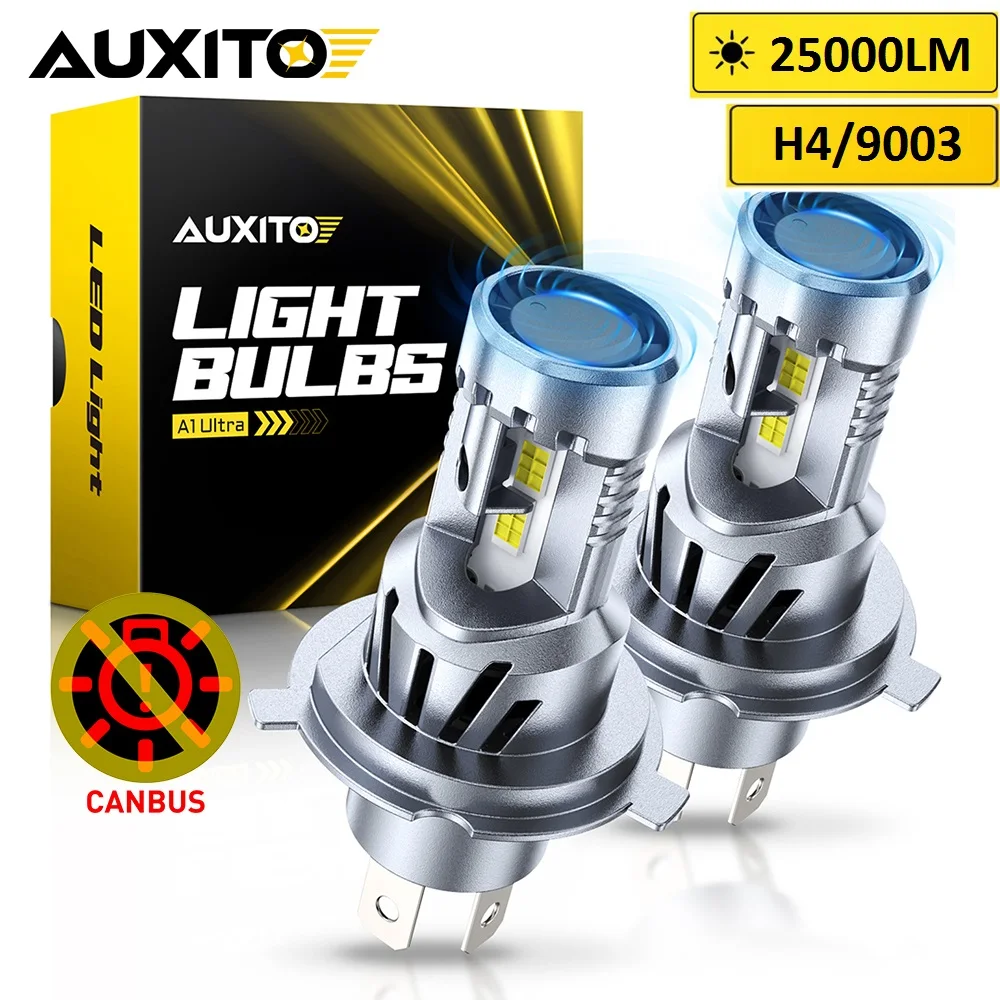 

AUXITO 2 шт. Canbus 25000LM H4 9003 Светодиодная лампа HB2 Дальний ближний свет Автомобильный фонарь 80 Вт Турбо светодиодная лампа 6500K Автомобильная фара
