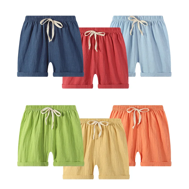 Boys Shorts Kids Shorts Candy Color Girls Children Summer Beach Loose Shorts Casual Pants Cotton & Linen Comfortable 2-10Yrs Hot