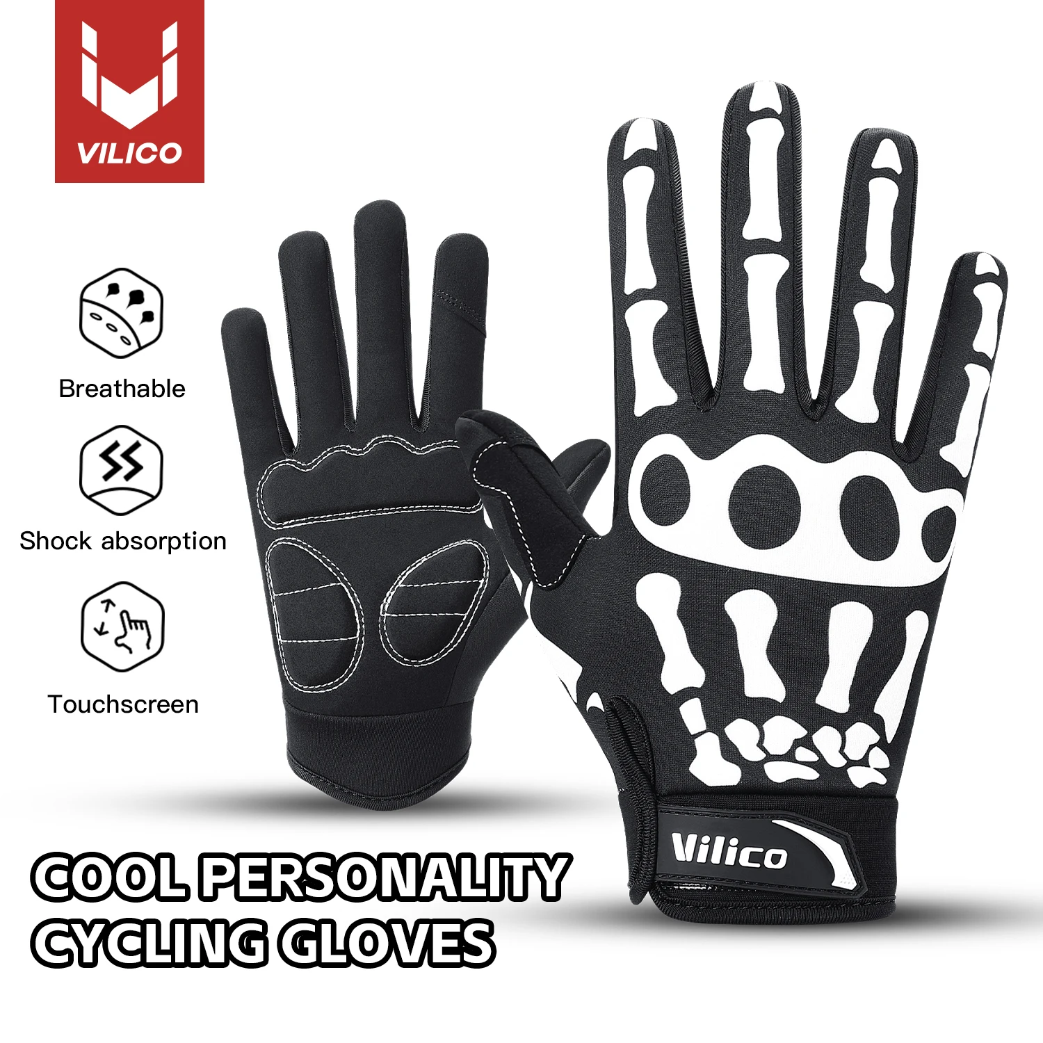 Riding Gloves For Road Bikes Shock-Absorbing Anti Slip Wear-Resistant All Finger Touch Screen Outdoor Sports Mountain Bike Glove
