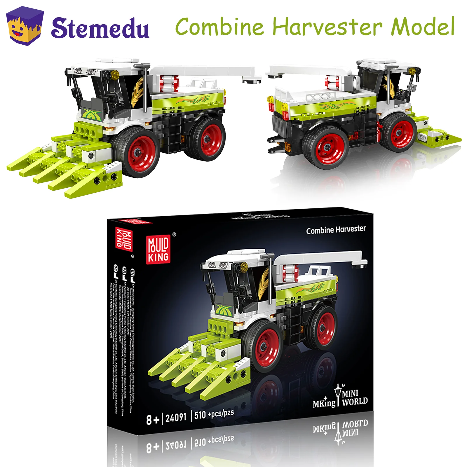 

Mold King 24091, комбинированный комбайн, строительные блоки, мини-инженерная модель автомобиля, сельскохозяйственная техника, игрушки для мальчиков, праздничные подарки