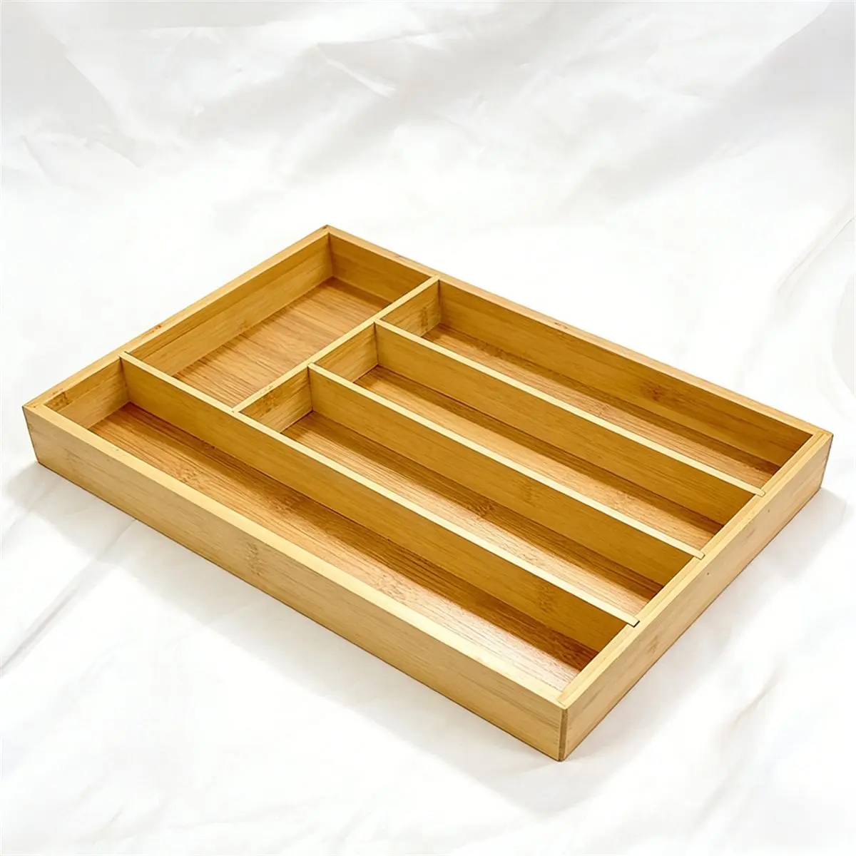 Bamboo Drawer Silverware Kitchen Knives Storage Box Desktop Organizer Tool for Cutlery Stationery Storage Solution