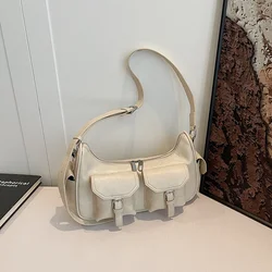 Fashion PU Punk Super Cool Armpit Shoulder Bags Solid Commute Style High Quality 2024 Large Capacity Crossbody Bags for Women