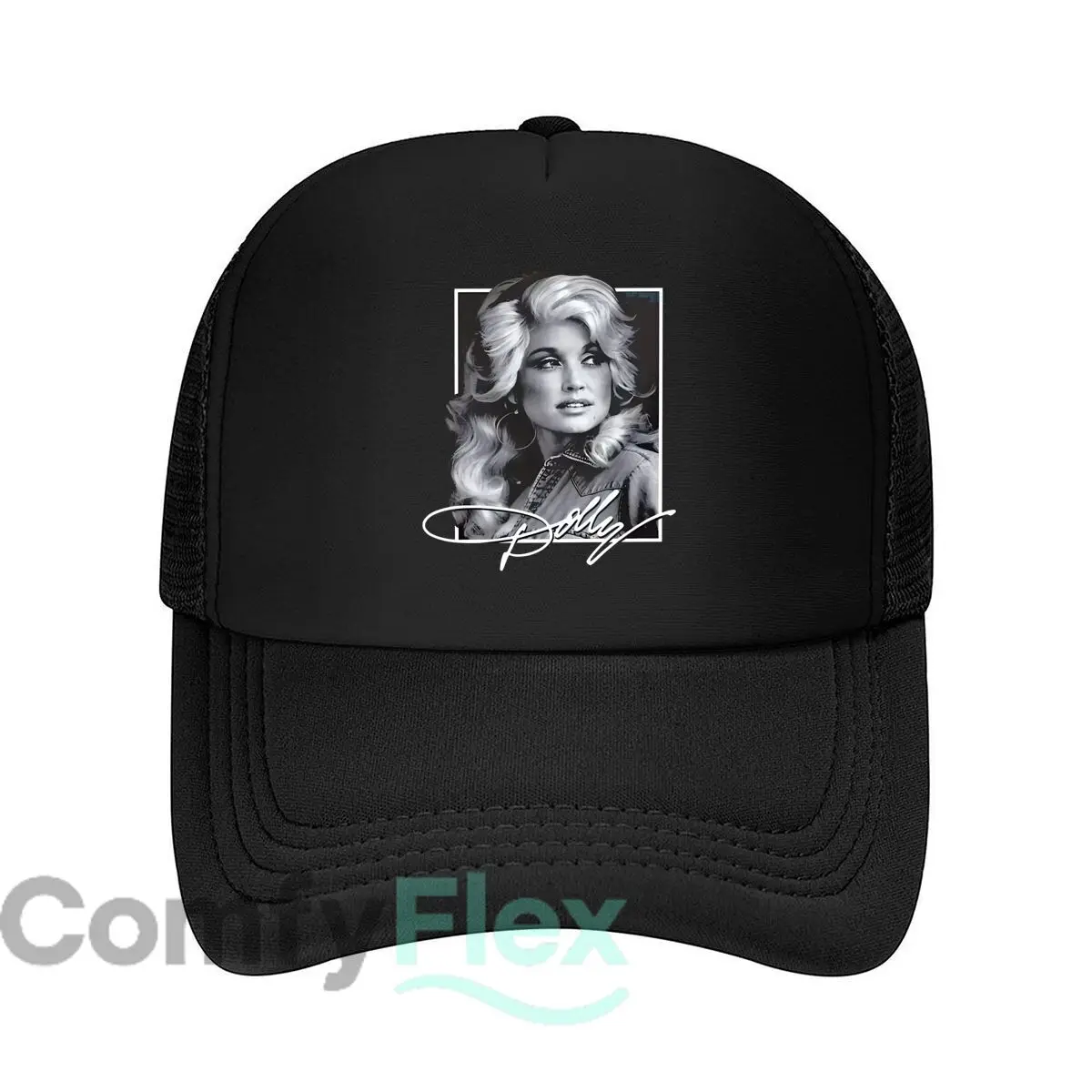 Dolly Parton Black White Fashion Mesh Baseball Cap Breathable Casual  Hats Outdoor For Men's And Women's