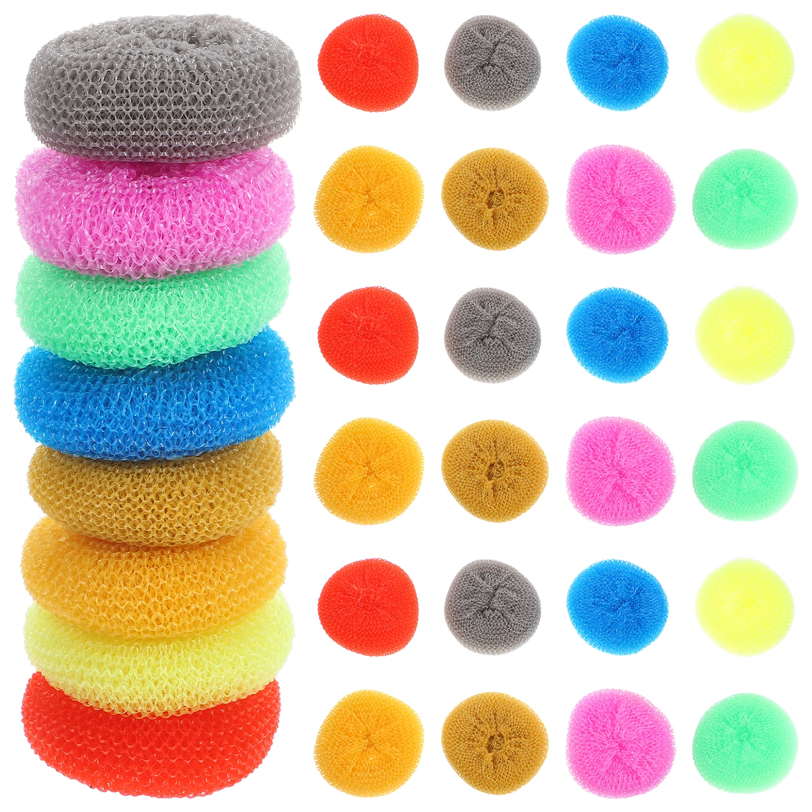 

30 Pcs Dishwashing Balls Kitchen Scrubbers Non Scratch Pp Cleaning Pads for Dishes Washer Multipurpose Safe Steel Plastic Mixed