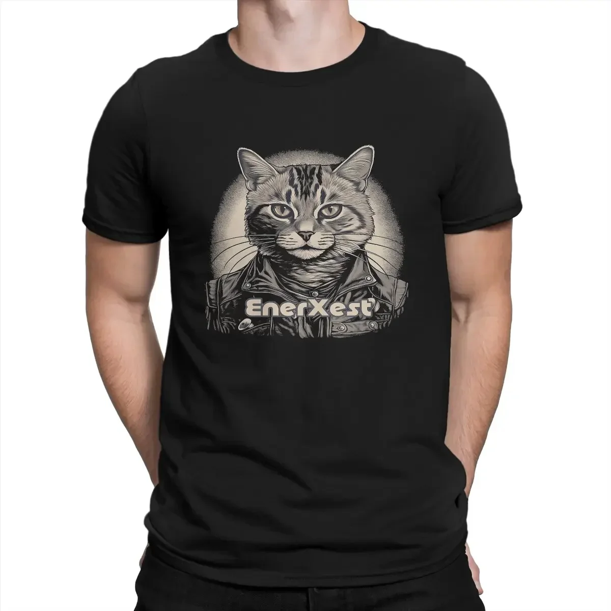 100% Cotton t shirt Attractive Cat T-Shirt Men Plus Size Fashion O-Neck Casual Streetwear Oversized Printed short sleeves