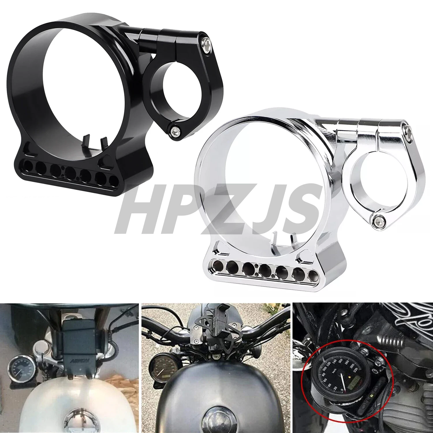 

Black/Chrome 39 MM Speedometer Side Mount Bracket Speedo Ring Relocator Clamp For Harley Motorcycle Sportster XL883N XL883L 1200