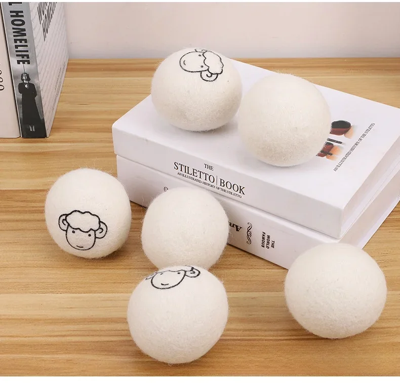 6Pcs Reusable Wool Dryer Balls Clothes Softener Laundry Fleece Dryer Ball Kit Home Clothes Dryer Washing Machine 3/4/5/6/7cm