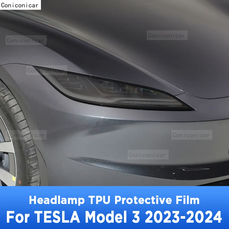 

For TESLA Model 3 2023 2024 Car Exterior Headlight Anti-scratch TPU PPF Protective film Anti-scratch Repair film Accessories