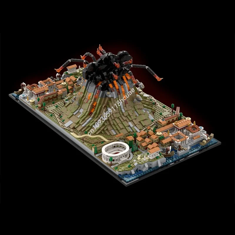 2539 قطعة MOC Vesuvius Pompeii نموذج معمار لعبة مكعبات البناء تجميع لتقوم بها بنفسك التعليم الإبداعي هدايا عيد الميلاد عيد الميلاد