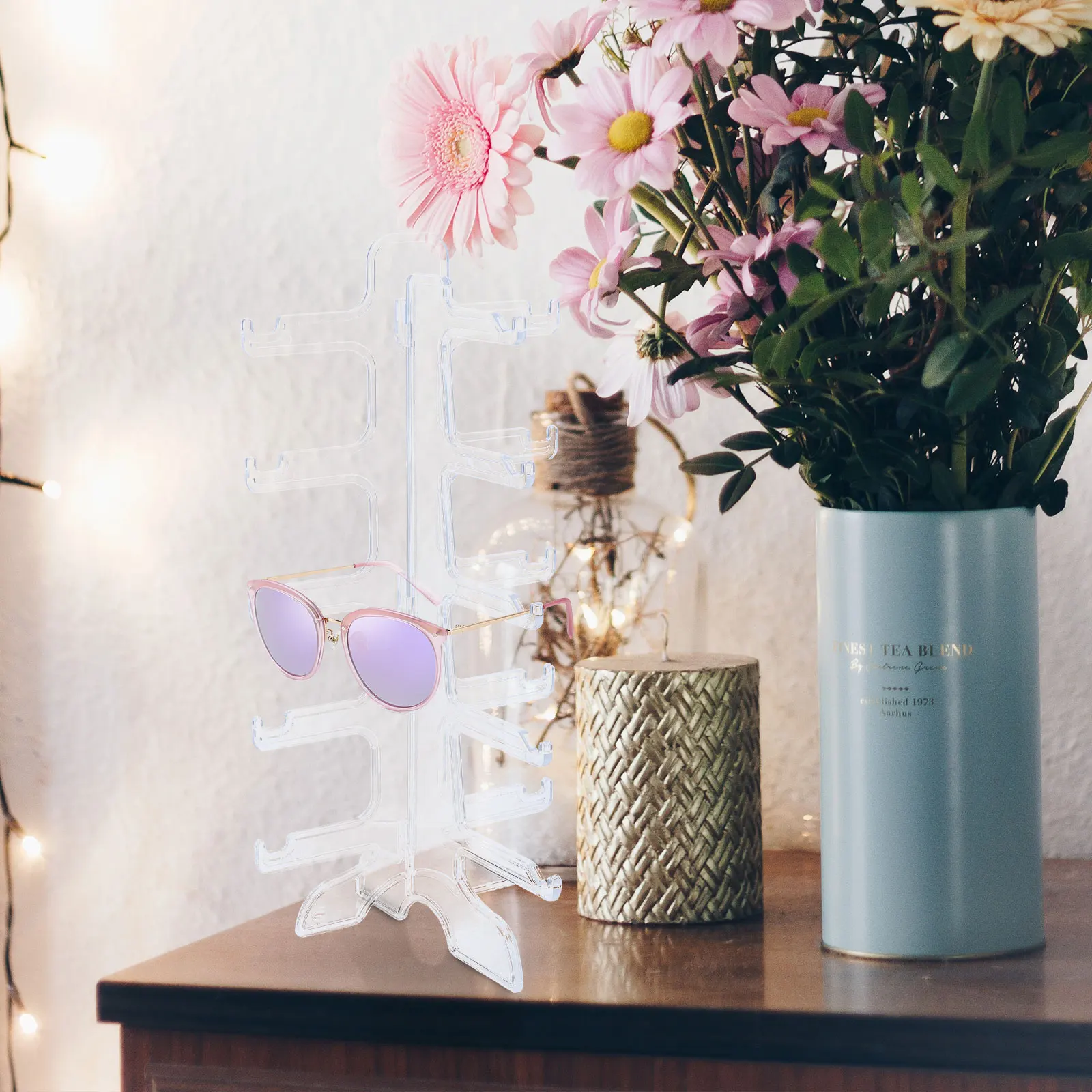 

2 Pcs Glasses Display Stand Eyewear Rack Holder Sunglasses Eyeglasses Five-Layer Plastic Storage Organizer Frame
