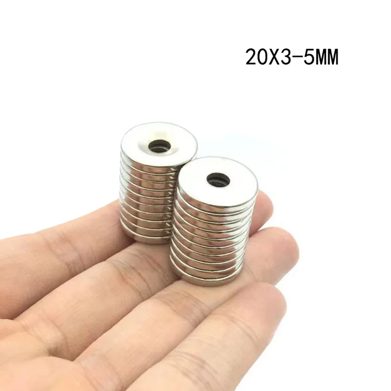 

5/10/20/30Pcs 20x3-5 Neodymium Magnet 20mm x 3mm Hole 5mm NdFeB N35 Round Super Powerful Strong Permanent Magnetic imanes Disc