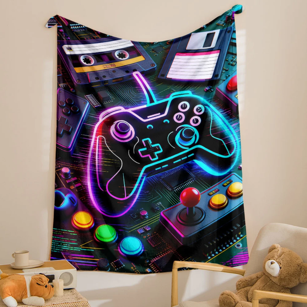 1pc Neon Retro Game Controller Circuit Throw Blanket soft balcony reading sofa lounge Blanket terrace seating Birthday presents