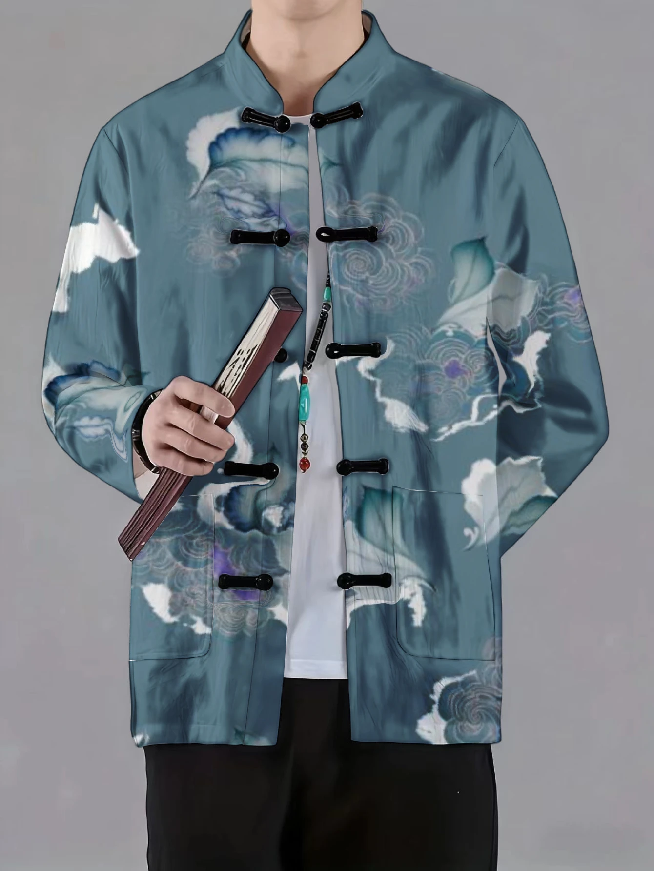 Men Men Mandarin Collar Frog Button Jacket Paisley Branch Cloud Abstract Art Print Traditional Outerwear - Aliexpress Deal