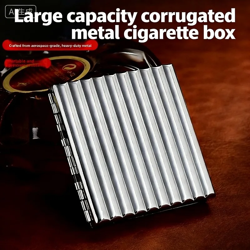 20 pack Metal Men Cigarette Box with large capacity Corrugated card slot flip up anti Pressure Moisture proof Cigarette case