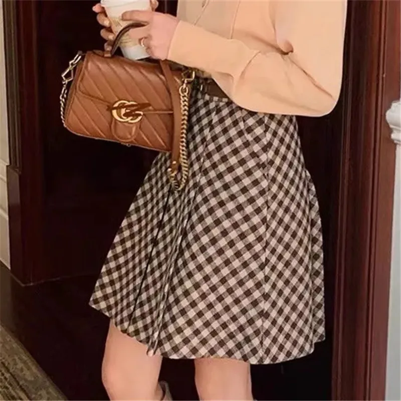 

Vetement Femme Vintage Plaid A-line Skirt 2022 Spring And Autumn New High Waist Pleated Skirts Womens Winter Faldas Aesthetic