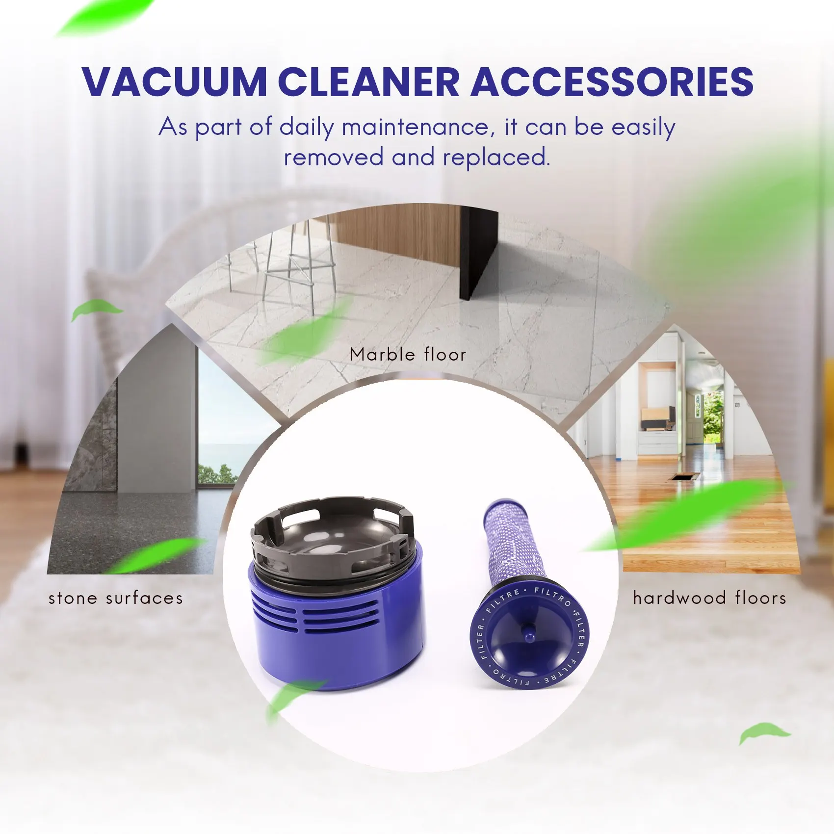 Instalação do aspirador Tampa traseira do motor, Kit de filtros dianteiro e traseiro, Peças para Dyson V7 V8