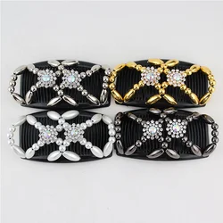 Double Hair Beads combs Shiny Rhinestone Claws Magic Tuck Comb Updo Accessories Elastic Headwear Bun Ponytail Holder DIY 2PCS