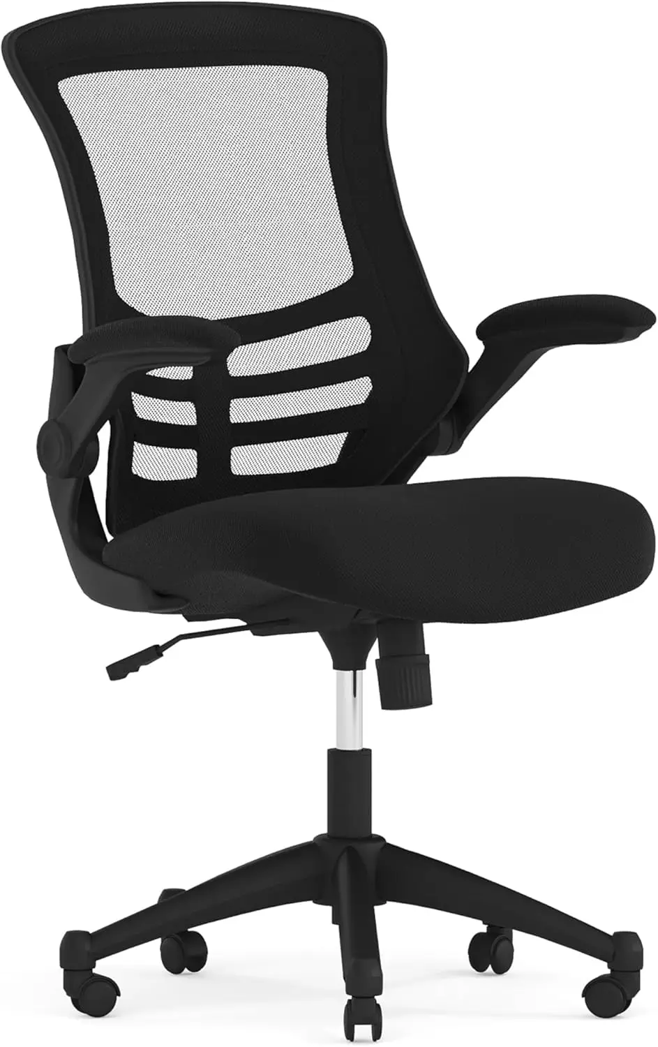 Furniture Mid-Back Black Mesh Swivel Ergonomic Task Office Chair with Flip-Up Arms