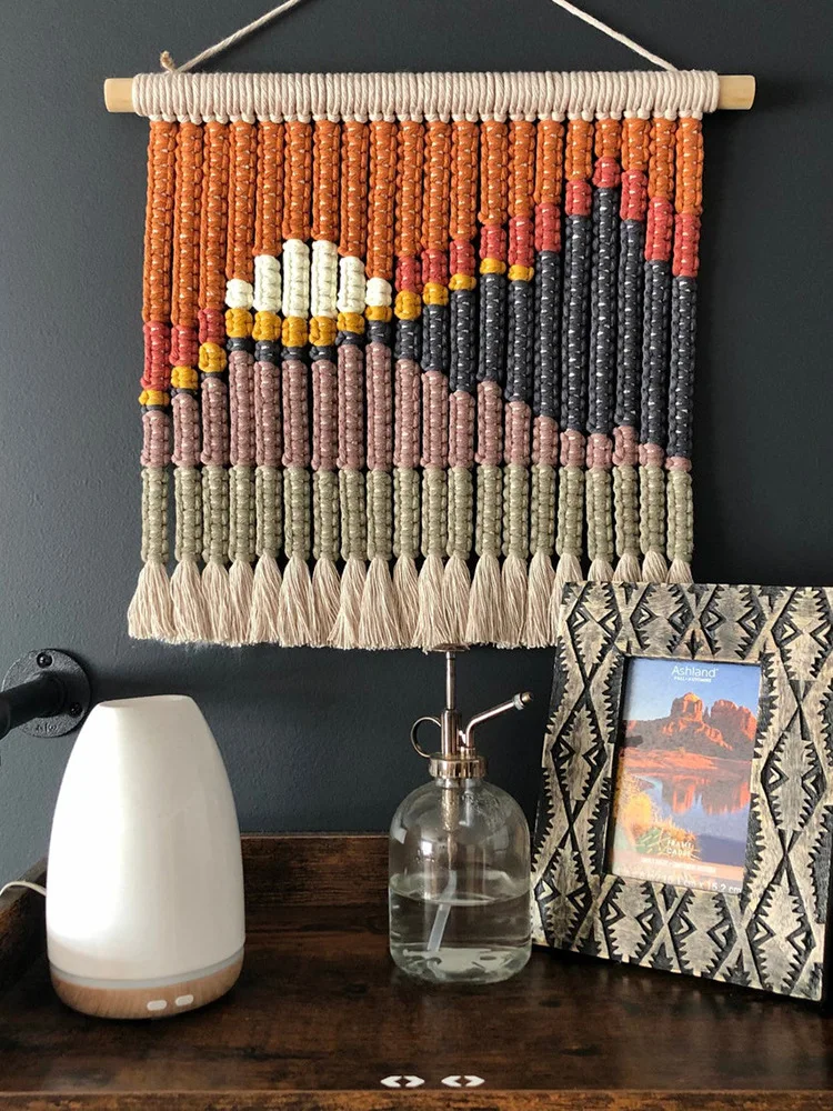Nordic Style Handwoven Tapestry Bedside Wall Hanging Decorative Artwork for B&B Interior Wall Background Decoration