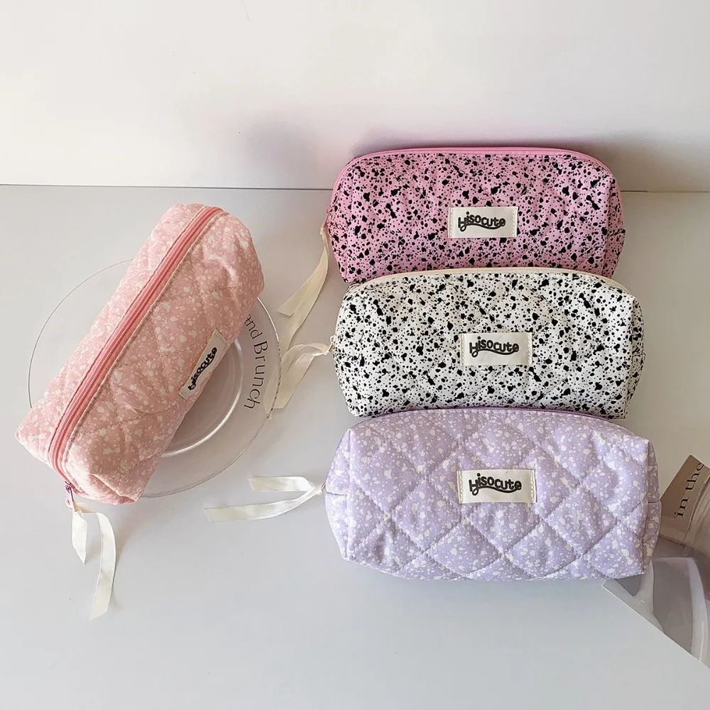 حقيبة أدوات مكتبية قطنية لتخزين سطح المكتب، حقيبة مستحضرات تجميل ذات سعة كبيرة، نمط حبر سبلاش، حقيبة أقلام رصاص متعددة الوظائف للفتيات/الأولاد