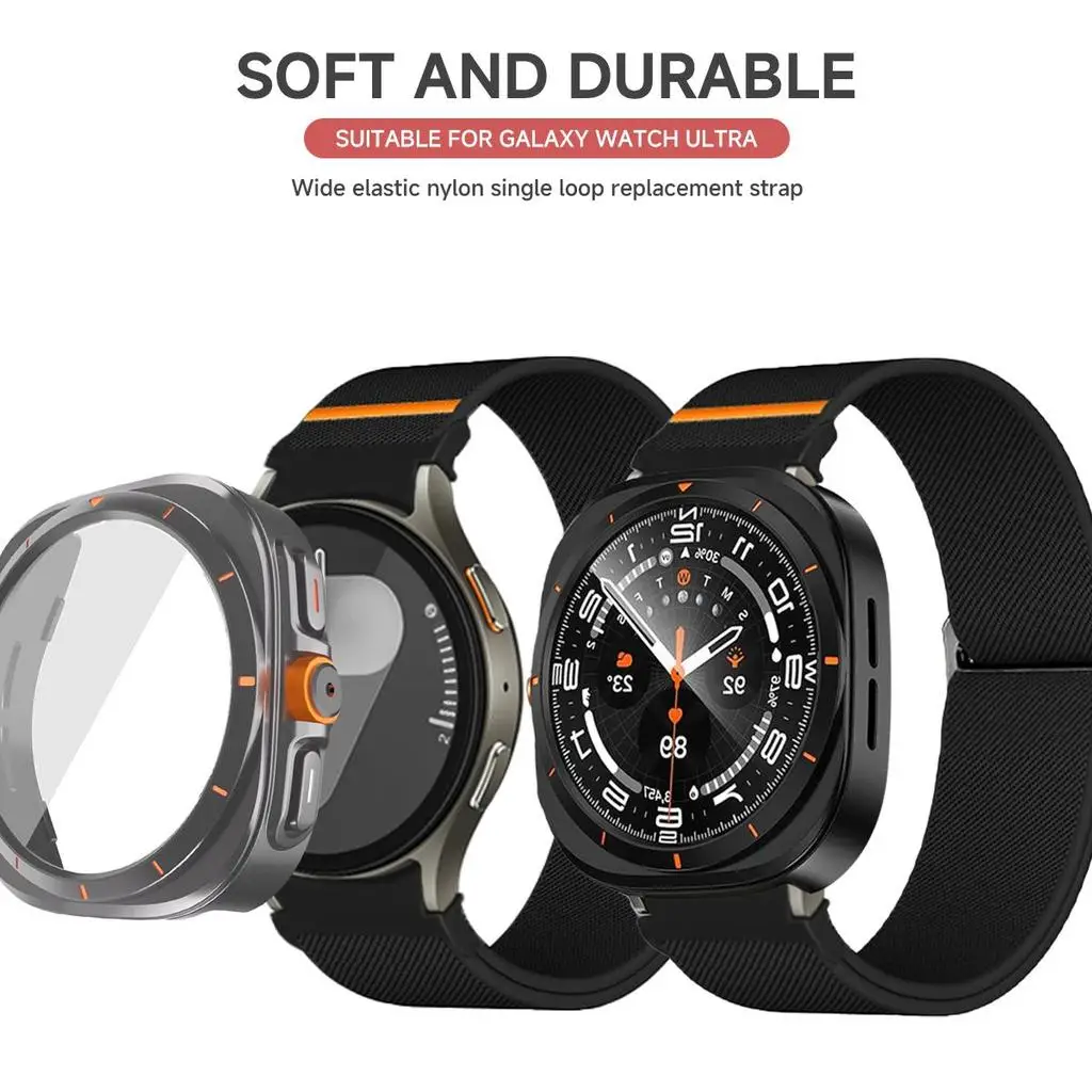Nylon Strap+PC Case for Samsung Galaxy Watch 7 6 40mm 44mm Change To Ultra Screen Protector Glass for Galaxy Watch 7 40mm 44mm