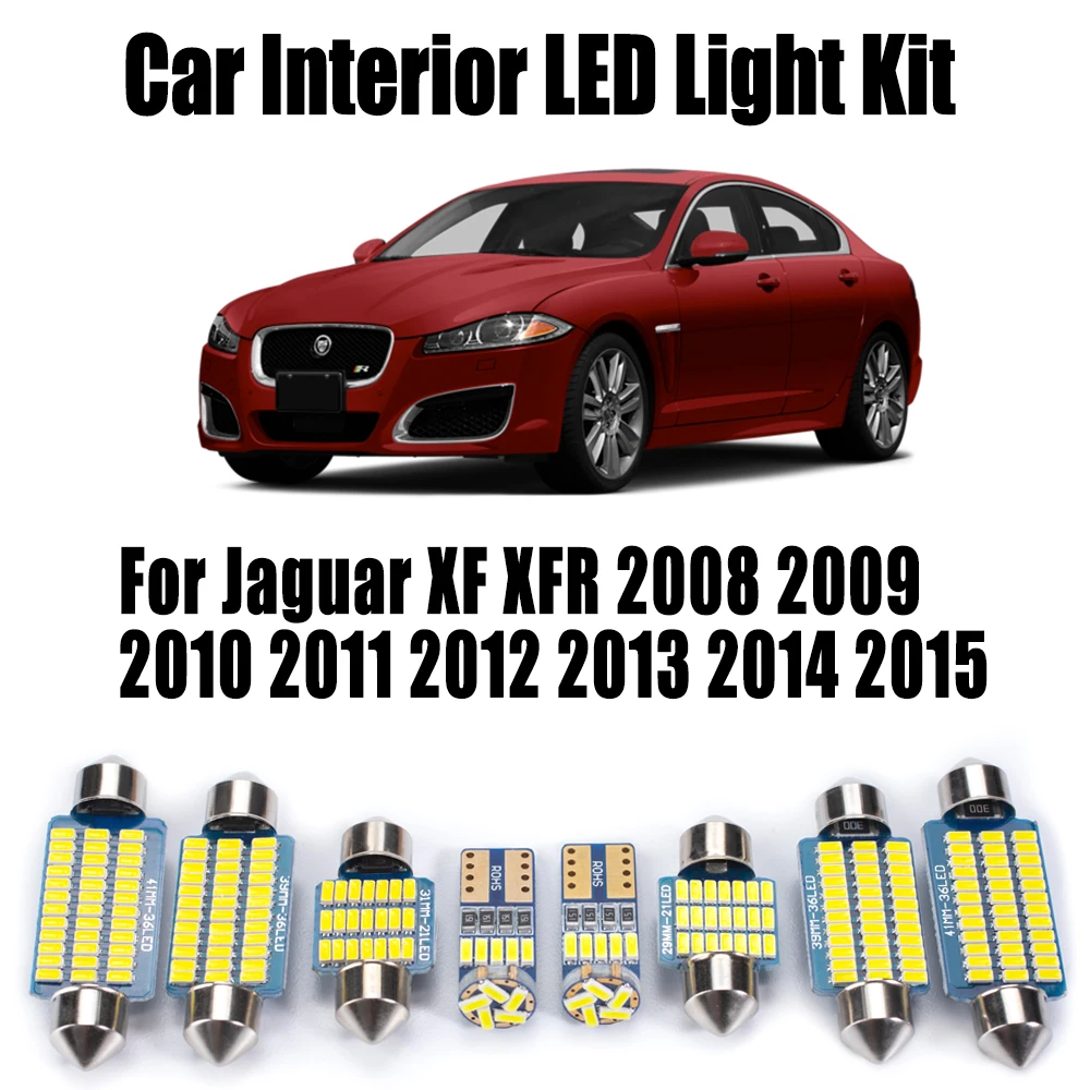 

15Pcs Canbus LED Interior Dome Luggage Light Kit For Jaguar XF XFR 2008- 2011 2012 2013 2014 2015 Car Reading Bulb Accessories