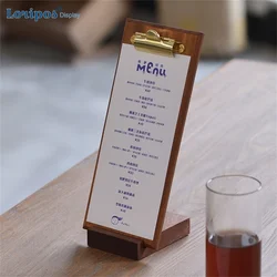 Restaurant Wooden Menu Stand Table Sign Holder Bill Writing Board Folder Backing Solid Wood Texture Vintage Japanese Style