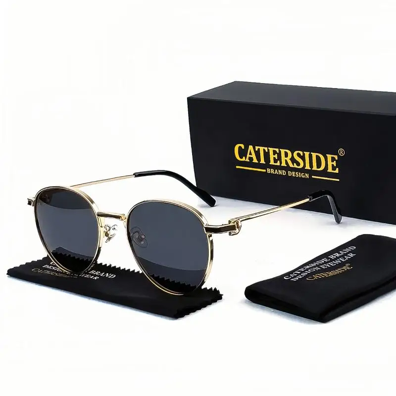Caterside Retro Polarisierte Pilot Sonnenbrille Männer und Frauen Oval Metall Rahmen Sonnenbrille Party Outdoor Fahren Sport Shades Sommer – Detail 5