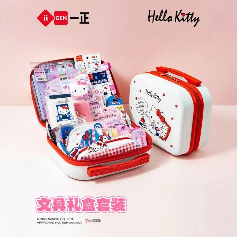 IiGEN Sanrio Hello Kitty Stationery Gift Box Stationery Set Hard Case Travel Luggage Companion Cartoon Printed For School Office