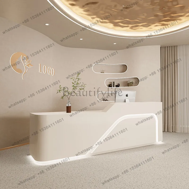 Factory Direct Sales French Cream Style Beauty Salon Bar Modern Minimalist Clothing Store Medical Beauty Clinic Reception Desk O