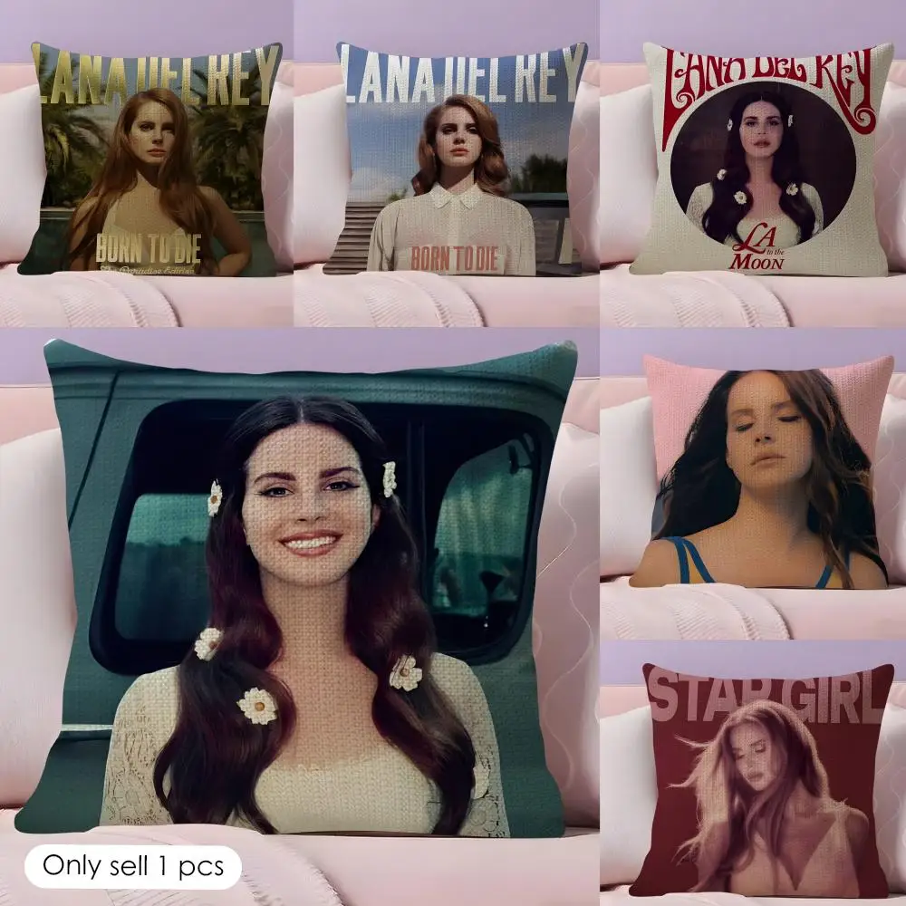 Singer L-Lana del rey Cushion Cover Natural Linen Pillow Case Double-Sided Print Decorative Sofa Pillowcase Home Decor Gift