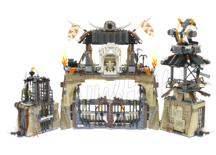 1714 Stück Shinobi Dragon Pit Modular Base Wachturm Toröffnungsfunktion Gefängnis 10940 Bausteinspielzeug Kompatibel mit Modell