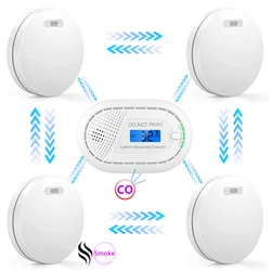 CPVAN-Wireless Interligado Smoke Detector, Monóxido de Carbono Alarm Sensor, Home Security, Fire CO, Gás Equipamentos de Proteção