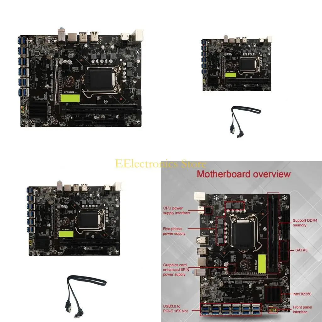 

B03C BTC Mining Motherboard B250C BTC 12xUSB3.0 to PCI-E 16X Video Card 4xSATA LGA for Intel 1151 2DDR4 RJ45 2 with C