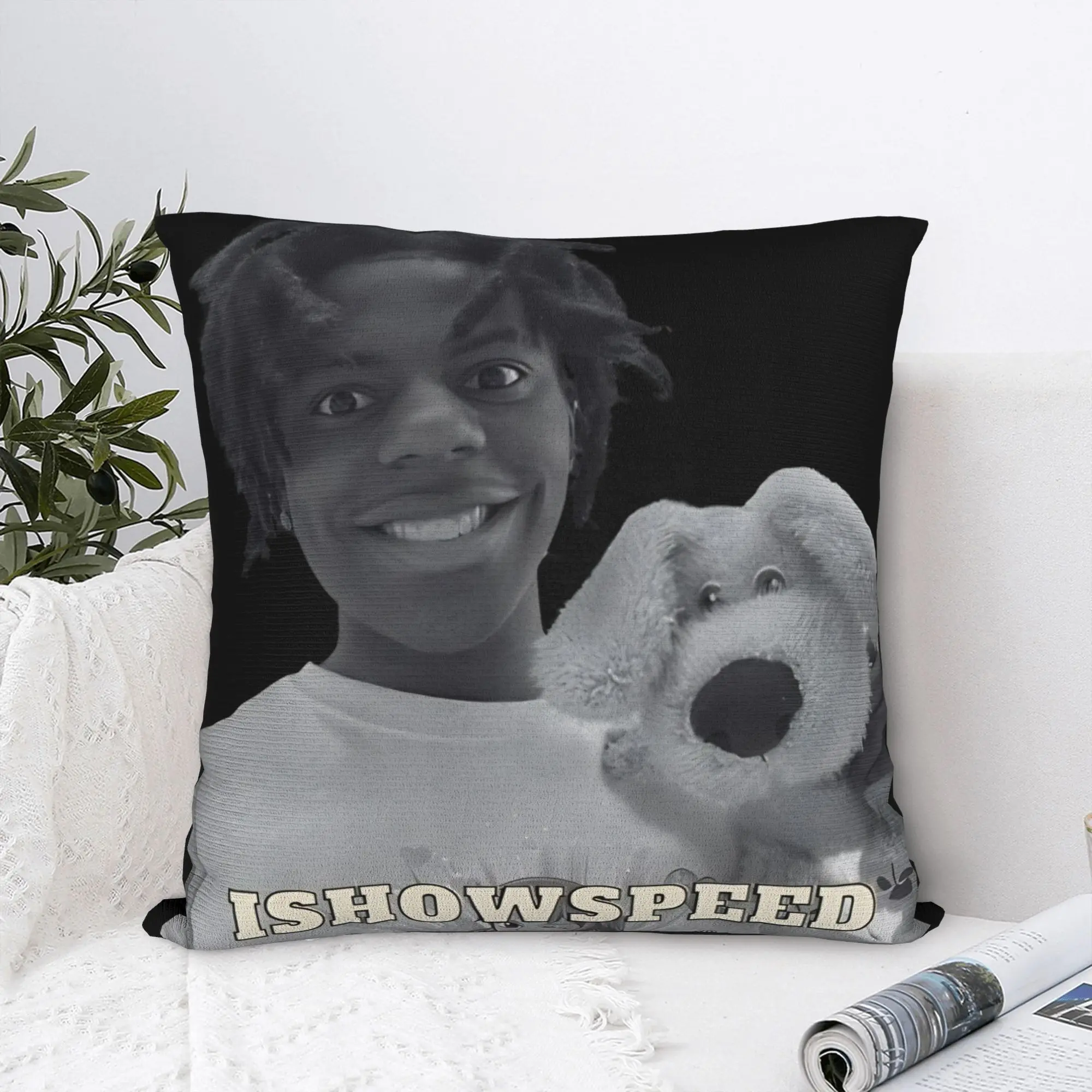 Ishowspeed YouTuber Funny Face Meme  Pillow Cover  Novelty Pillow Case For Living Room Bed Chair Print Pillowcases Birthday Gift