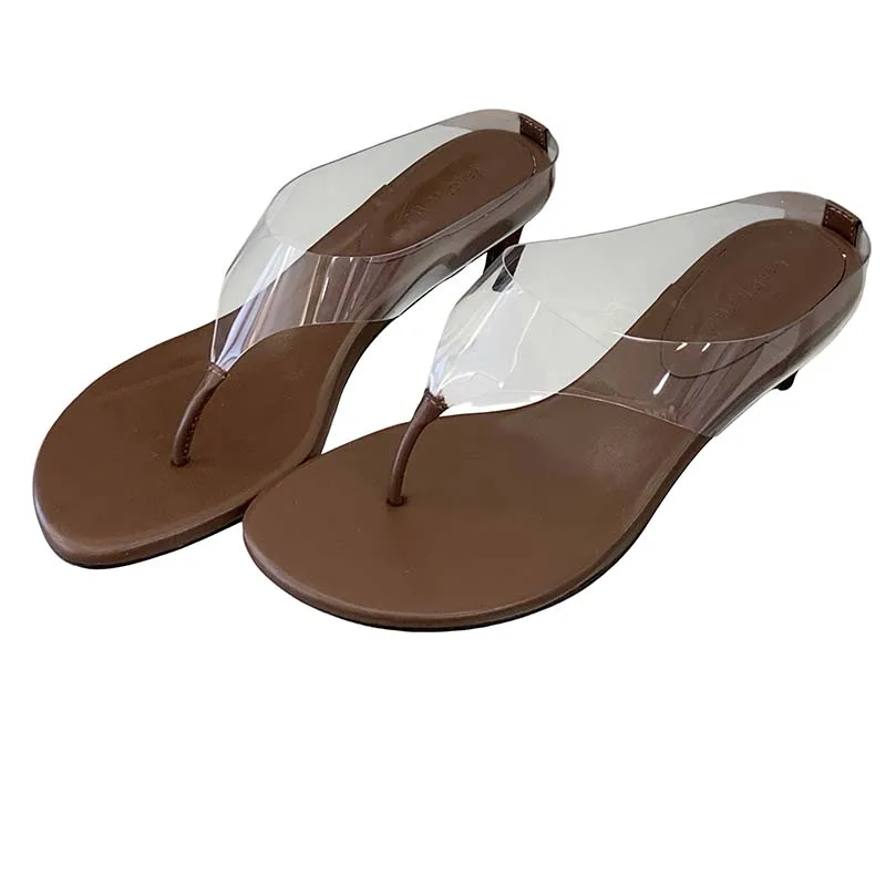 

Black Flip Flops Woman Low Heels Slippers Summer Transparent Sandals For Ladies Snake Pattern High Heels Casual Beach Shoes