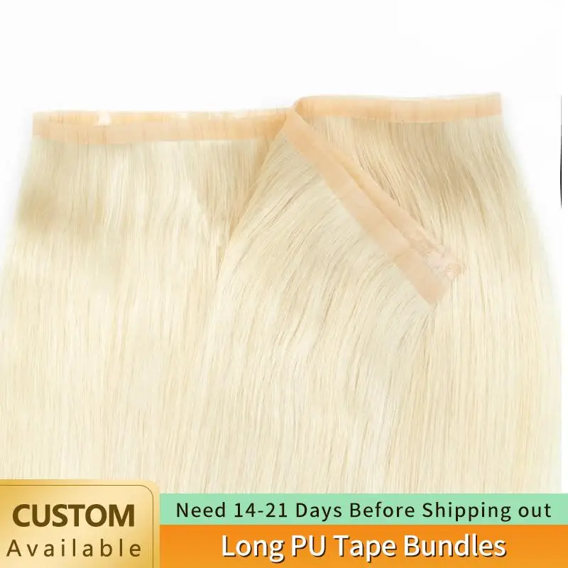 Long PU Tape Bundles Skin Weft Tape in Extensions No Glue Natural Human Hair Tape In Extension40-50G 12-24inch 80cm Weft Bundles