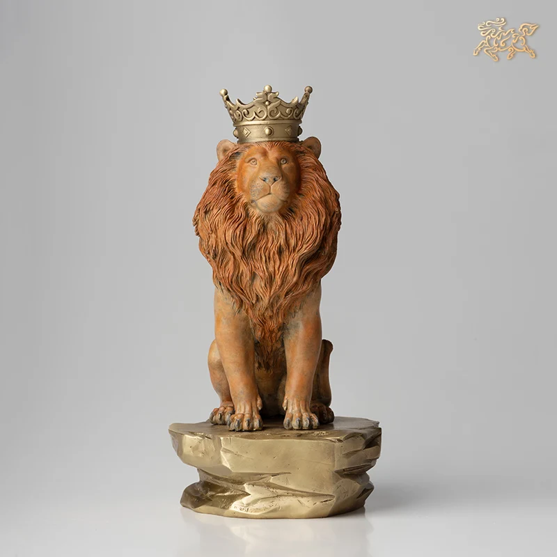 TOP COOL Limited Edition High grade handicraft art Collection home business KING lion Animal bronze sculpture Decoration statue