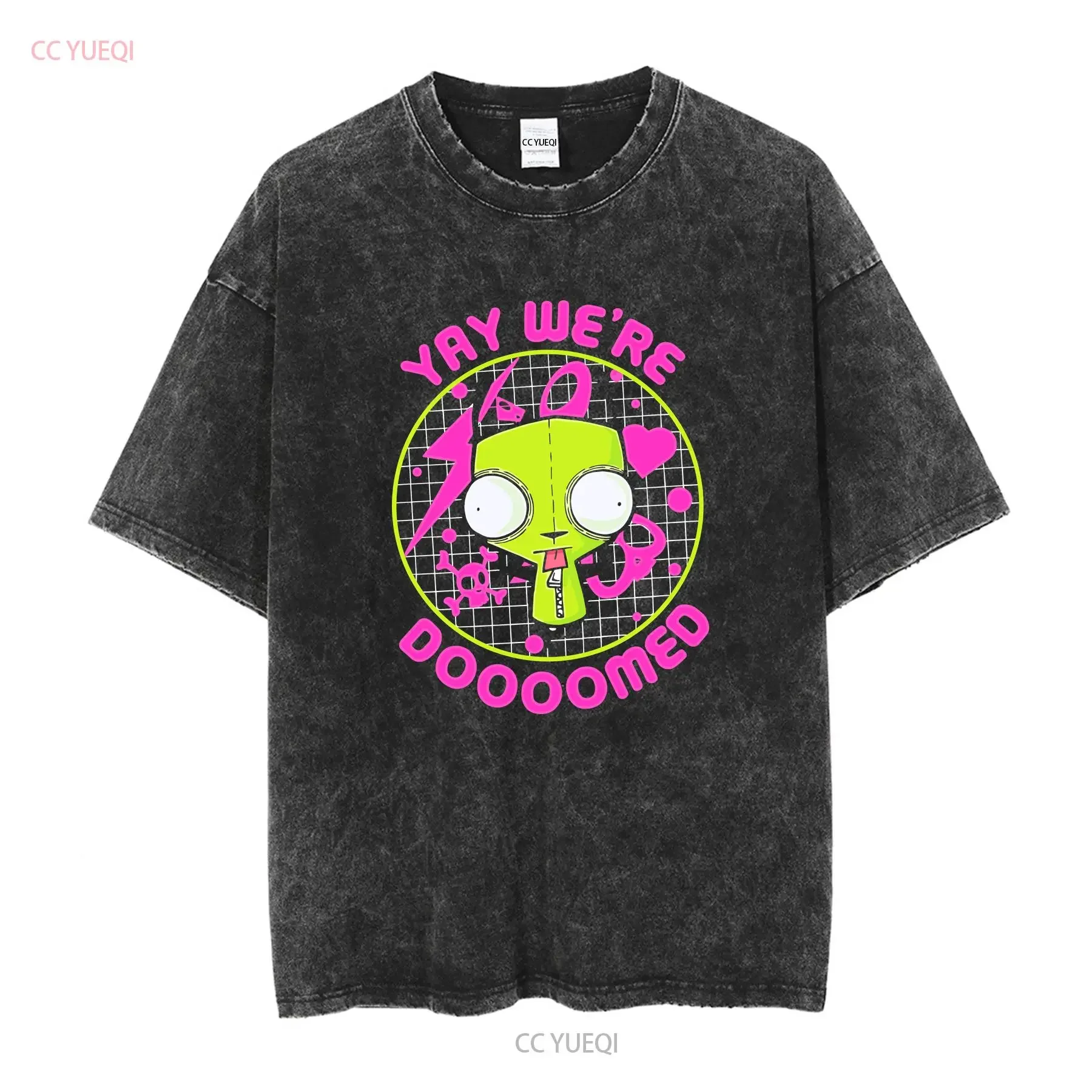 Invader zim YAY We're Doomed Gir T Shirt size large vintage Washed fashion Top For Everyday Wear Unisex Versatile