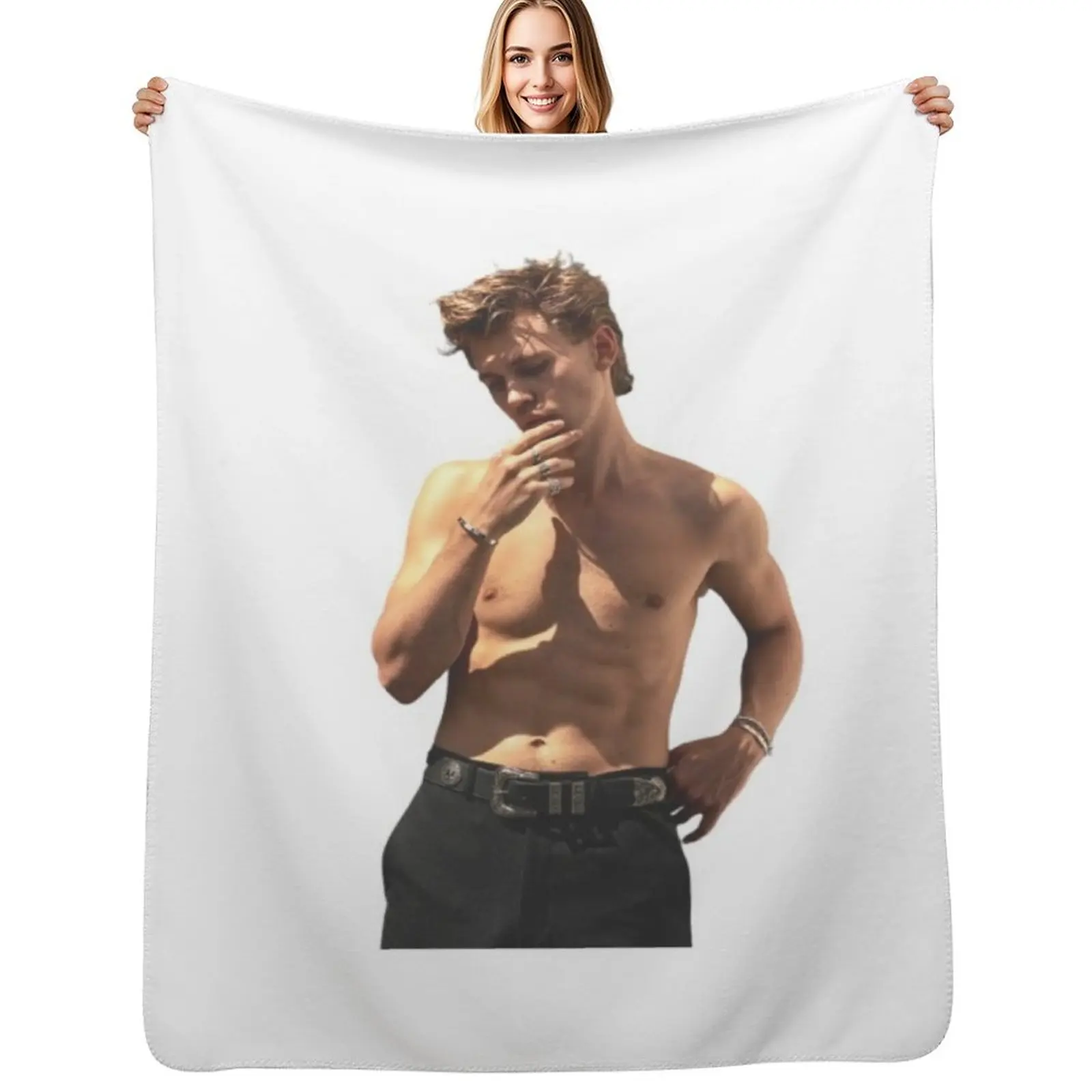 

Austin Butler shirtless Throw Blanket Soft Plush Plaid Hair Plaid Blankets