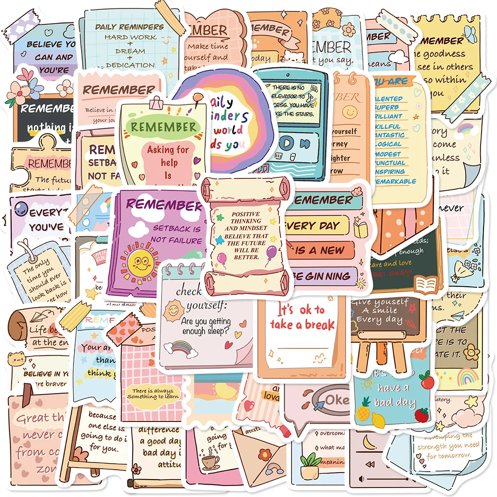 50 Stück motivierende Vinyl-Aufkleber, inspirierende positive Affirmationsaufkleber für Teenager, Erwachsene, Studenten, Laptop, Scrapbook, Tagebuch