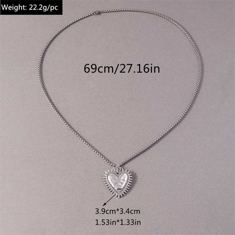 Aihua Steampunk Pfirsichherz-Anhänger Halskette für Damen und Herren, Einfache Popcorn-Kette Herz-Halskette, Modische Schmuck-Accessoires – Detail 13