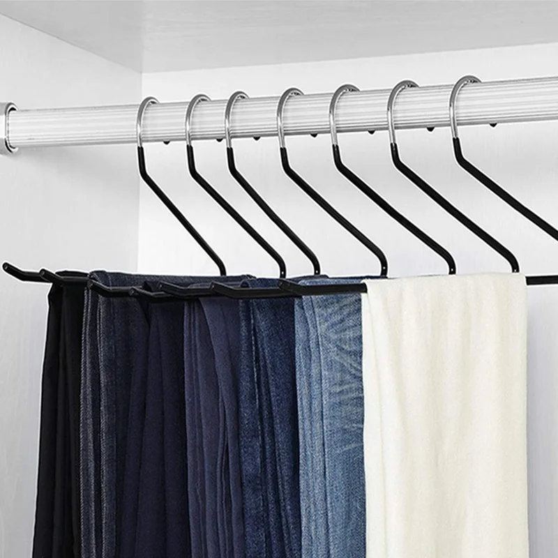 10pcs Metal Pants Hanger Pants Organizer Closet Trouser Rack 29/35CM Balcony Drying Clothes Hanger Storage Pants Rack Traceless